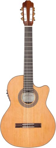 Kremona F65CW - Chitarra acustica/elettrica con corde in nylon, fatta a mano in Europa, con custodia morbida imbottita inclusa