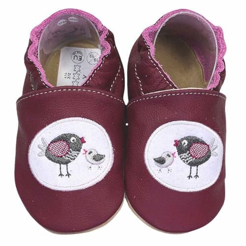 HOBEA-Germany bestickte Krabbelschuhe in verschiedenen Designs, Vogelfamilie, 20/21 EU