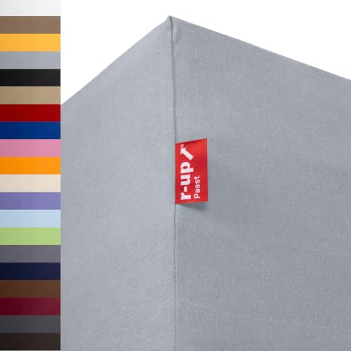 r-up Passt Spannbettaken Doppelpack 140x200-160x200 Silbergrau | 100% Baumwolle, 130g/m² Tuchgewicht, bis 35cm Höhe, viele Farben, OEKO-TEX, stressfrei auch für hohe Matratzen