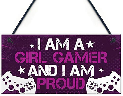 RED OCEAN Gamer Gaming Gifts For Women Novelty Birthday Gift For Daughter Sister Girl Gamer Hanging Bedroom Room Sign