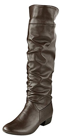 MRULIC Damen Winter Kniehohe Stiefel Flache Absätze Reitstiefel Outdoor PU Leder Stiefel Warme Winddicht und wasserdicht(Schwarz,38 EU)