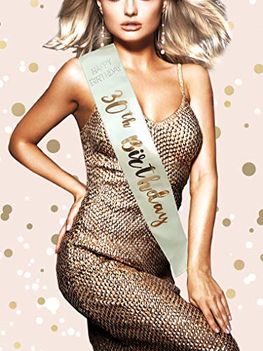 Alandra Birthdays RGS-30 30th Cream & Rose Gold Metallic Birthday Sash, One Size