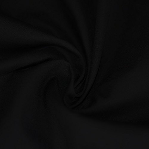 Plain Solid Dyed Polycotton Pre Shrunk Fabric Material Linings Dress Making Crafts Home Décor Table Cloth Sheeting Quilting | 60+ Colours | 45” - 112 cm Wide (Sold by The Metre, Black)