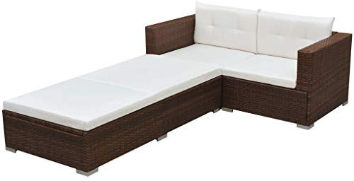 Tidyard Garten-Sofagarnitur 8-TLG. Gartensofa Lounge Set Polyrattan Loungesofa Gartenmöbel Set aus Sofa-Eckelement, Sonnenliege, Sitzpolster und Rückenkissen, Farbauswahl
