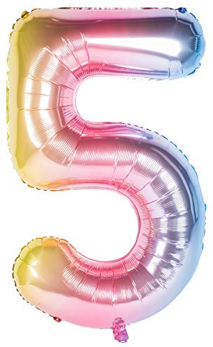 40 Zoll 0 to 9 in Regenbogen Nummer Folienballon Helium Zahlenballon Luftballon Riesenzahl Party Hochzeit Kindergeburtstag Geburtstag (Number 5)