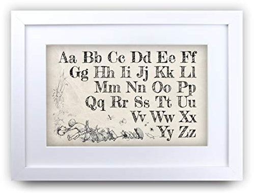 HWC Trading FR A3 Winnie the Pooh Alphabet A-Z Framed Printed Educational Nursery School Print Baby Shower Room Gifts Newborn Bedroom New Born Gift Photo Picture Frame Display