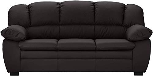 Mivano 3-Sitzer Sofa Casino, Große Ledercouch mit moderner Kontrastnaht, 191 x 88 x 92, Kunstleder Grau