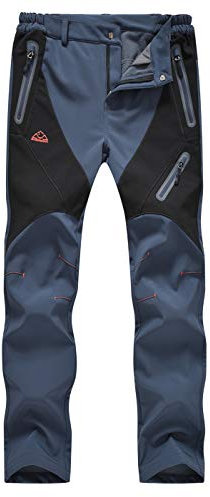 donhobo Softshellhose Damen Gefüttert Winterhose Wasserdicht Schnelltrocknen Outdoorhose Winddicht Warm Skihose Jogging Trekking Sporthose Grau L