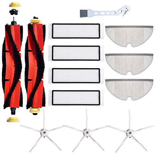 Ytaland Lot de 12 pièces de rechange pour Roborock S5 S5 MAX S6 S60 S65 S50 S55 E25 E35 Balai à filtre Blanc Slicone Gel Balayage Accessoires