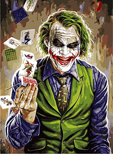 Gofission Peinture par numéros - Joker clown - 40,6 x 50,8 cm - Kit de peinture sur toile (clown, sans cadre)