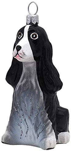 ZauberDeko Weihnachtsbaumschmuck Christbaumschmuck Glas Hund Cocker Spaniel Schwarz Weihnachtsdeko Weihnachten