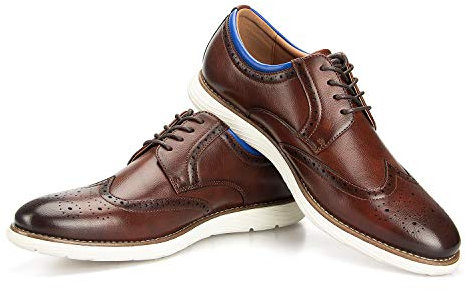 JITAI Zapatos Oxford para Hombre Zapatos de Vestir Casuales para Hombre Zapatos con Cordones de Moda, Marrón-19, 44 EU (11 UK)