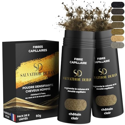 Salvathor Duran Streuhaar – 2er-Pack (2 x 25 g) – Haarfasern für sofortige Haarverdichtung – Keratin Microfaser – Hair Fiber Spray (Hellbraun)
