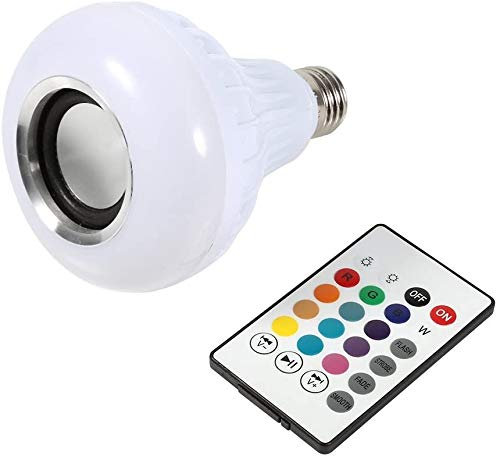 Bombilla LED con altavoz y cambio de color, LED MUSIC BULB, E27, 12 W, RGB, Bluetooth, color brillante, reproducción inalámbrica de música, lámpara con mando a distancia