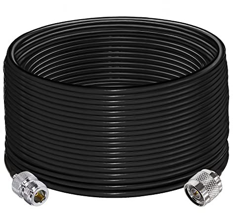 TUOLNK Cavo di tipo N RG58 65.6ft (20M) Cavo di prolunga per connettore N maschio a N femmina a bassa perdita Cavo N maschio a femmina Cavo jumper nero per router Wifi Antenna 3G 4G LTE