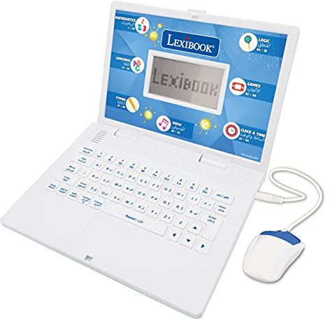 Lexibook, Educational and Bilingual Laptop Arabic/English, Toy for Child Kid (Boys & Girls), 124 Activities, Learn Play Games and Music, White/Blue, JC598i13