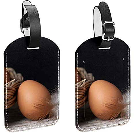 ufs et plumes sur panier Étiquettes de bagage de voyage Lot de 2 étiquettes d'identification de valise de sac à main Sac et étiquette de bagage avec sangle sécurisée