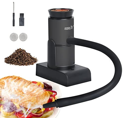 BORUiT Smoking Gun Food Smoker Portable Wood Smoke Infuser with Wood Chips, Food Kitchen Smoker for Sous Vide Meat Salmon Cocktails Cheese BBQ Grill, Great for Foodie Gifts