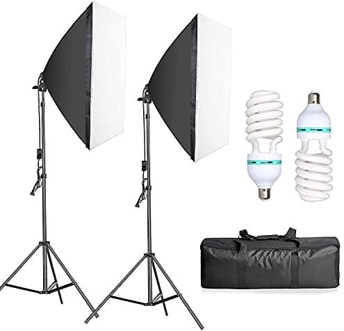 YISITONG Photography Softbox Lighting Kit 20x28 E27 Professional Softb Box 2x135W 5500K Continuous Lighting Equipment Video Light with Carry bag for Portraits and Product Shooting