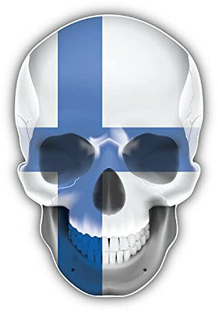 20cm! Hochwertiger Kühlschrank-Auto-Aufkleber Sticker Cartoon Comic Finnland Flagge Fahne Skull Totenkopf UV&Waschanlagenfest Decal