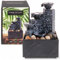MIJOMA Mini-Zimmerbrunnen mit LED, leise Pumpe & USB-Anschluss – Indoor Wasserfallbrunnen für Entspannung & Dekoration – 3-stufiger Schreibtischbrunnen aus Kunstharz, inkl. Deko-Steine (17x9x11 cm)