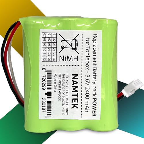 Namtek Ersatzakku - Toniebox Akku Ersatz 50AA5S - Akku-Pack Power für Toniebox/Ersatzbatterien Tonie Box Lautsprecher Boxen Speaker mit Einbauanleitung - 3.6V, 2400 mAh, NiMH