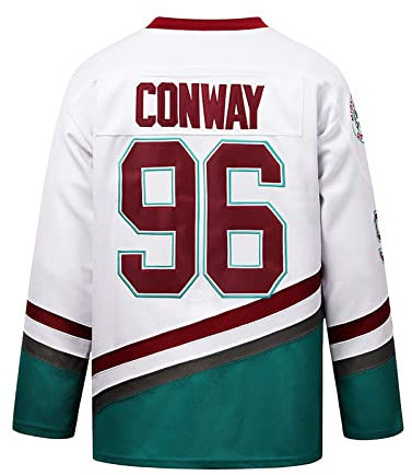 Charlie Conway #96 Mighty Ducks Film Eishockey Trikot Jersey Übungs Training Sport Ice Hockey Jersey Genähte Buchstaben Zahlen Sweatshirts,White,2XL(Bust:134cm)