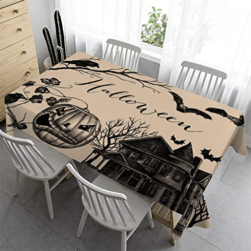 Syhi Qlty Klein Tischdecke 80x80 cm - Tischdecke Outdoor Abwaschbar Gartentischdecke Eckig Tischdecken Wasserabweisend Fleckschutz für Geburtstag Bierzeltgarnitur - Braun Halloween