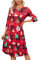 MISSKY Damen Pullover Pocket Loose Swing Freizeitkleid, Red and Black Plaid, Klein