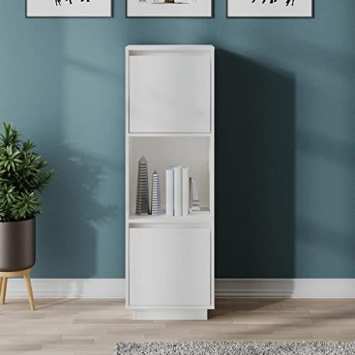 WIFESE Highboard Weiß 38x35x117 cm Massivholz Kiefer Komodenschrank KüChenschrank Schlafzimmer Schrank Klein Badezimmerschrank Flur MöBel Allzweckschrank Kommode Flur Fernsehschrank Buffet