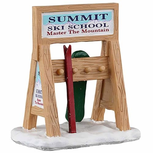 Lemax - Ski Rack Sign - Harz - Ski-Rack-Schild - Wandmontage - Braun