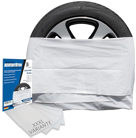 JK Trade® EXTRA Starkes 4-TLG. Premium Reifentaschen Set zur Reifen Aufbewahrung & Lagerung Ihrer Autoreifen, Reifensack Set, Felgen Tasche, passend für 16, 17, 18, 19, 20, 21, 22 Zoll (Weiß XXXL)