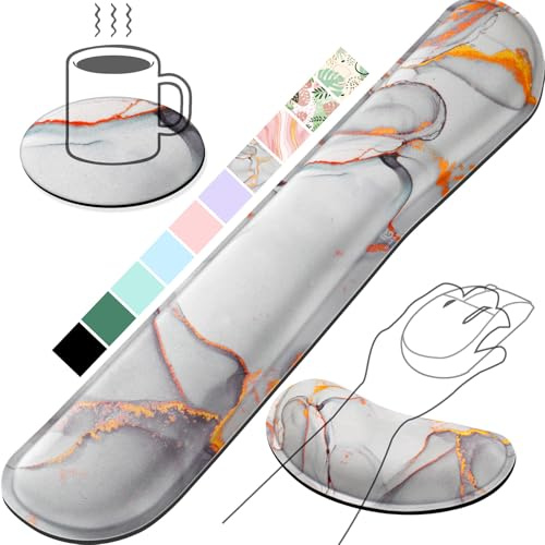 Gimars Upgrade Enlarge Silky Memory Foam Wrist Rest for Computer Keyboard, Mouse, 3 PCS Ergonomic Keyboard Wrist Rest for Typing Pain Relief, Mouse Pad Wrist Support for Office Gaming, Cloud Golden