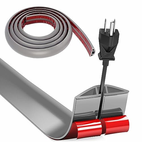 Cache Cable Sol, Petit Canal de Câble Flexible, 2M x 3cm Protege Cable Sol, Goulotte Passe Cable Sol Silicone, Cache Fil Électrique Sol Auto-Adhésif pour Tous Les Câbles(Gris)