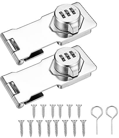 Lpraer Cerradura de combinación de 3 dígitos, 2 unidades, 135 mm, con código numérico, para puertas, armarios, ventanas, color plateado