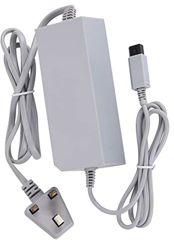 Wii Power Cable, Power Supply Adapter Cable Compatible With Nintendo Wii, 110‑240V Power Supply Adapter Cable Cord Replacement for Wii (UK Plug)
