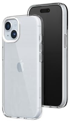 RhinoShield Crystal Clear Case kompatibel mit [iPhone 15] | Fortschrittliche Vergilbungsresistenz, Hohe Transparenz, Personalisierbare und Transparente Schutzhülle - Weiß
