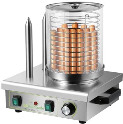 GS Multitrade Hotdogwärmer mit 2 Wärmespießen Edelstahl Hot Dog Maker Wursterhitzer, Würstchenwärmer