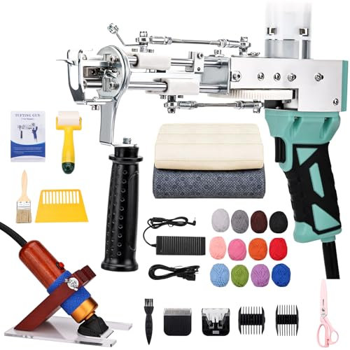zowwfast Teppich-Tufting-Pistole, Starter-Set mit Teppichschneider, 2-in-1-Schnittflor-Teppich-Tufting-Set, rutschfester Griff, Teppich-Tufting-Pistole, Set mit digitaler Bildschirmsteuerung,