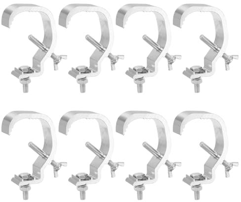 sourcing map Light Truss Clamps, 1 W Stage Lighting Pipe C Clamp Pure Aluminum for 1.38-2.05 OD Tube Max Load 30lb, 8Pcs