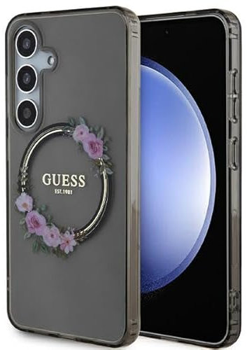 Guess GUHMS24SHFWFCK Hülle für S24 S921 Schwarz hardcase IML Flowers Wreath