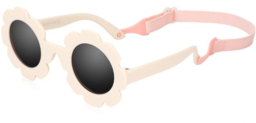 Hifot Lunette de Soleil Enfant, Polarisées Lunette Soleil Bébé Anti UV400 avec Sangle Réglable pour 0-2 Ans Fille et garçon