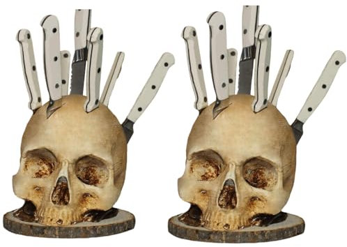 Totenkopf Messerhalter, Horror Messerblock Schädel, Horror Totenkopf-Messerhalter Für Die Küche, Kreativer Harz Skelettkopf Messerständer, Skelett-Messerständer Für Küchenhelfer & Heimdekoration