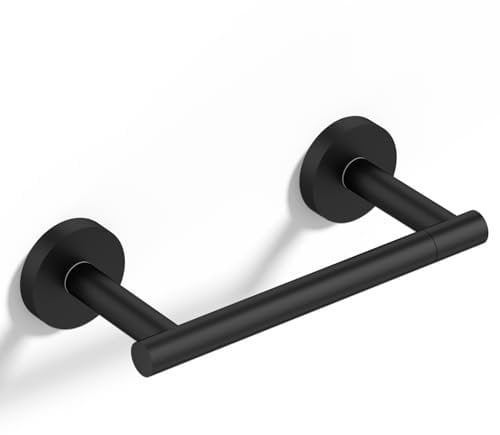 HITSLAM Toilet Roll Holder Wall Mounted Matte Black, Double Post Pivoting Toilet Paper Holder, SUS304 Stainless Steel Toilet Tissue Holder, Toilet Accessories for Bathroom, Kitchen, Washroom