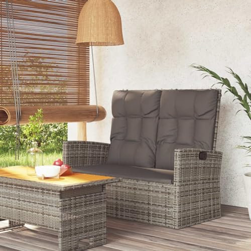 Festnight Gartensessel mit Liegefunktion Verstellbarer Liegesessel Polyrattan Hochlehner Gartensofa 2 Sitzer Rattansessel Balkonstuhl Garten Relaxsessel Rattan Outdoor Sessel Balkon Sofa ohne Tisch