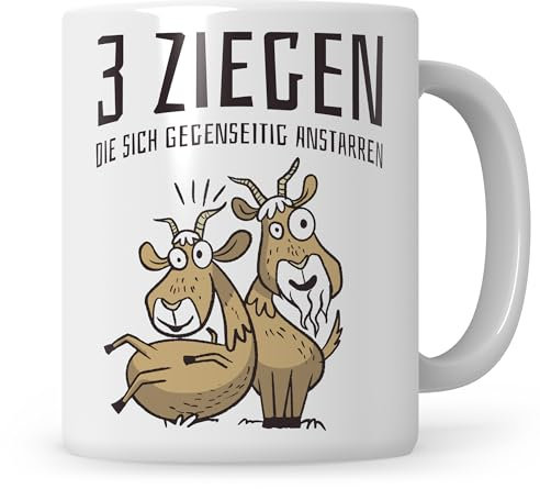 Sweetify Spruch Tasse lustig, Sarkastisches Geschenk Sprüche Kaffeetasse Kollege, 3 Ziegen die sich gegenseitig anstarren Tasse Büro