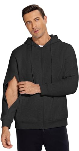 Deyeek Dialyse-Sweatshirt mit Reißverschluss am Arm, durchgehender Reißverschluss, Hämodialyse, Baumwolle, warm, schweres Sweatshirt