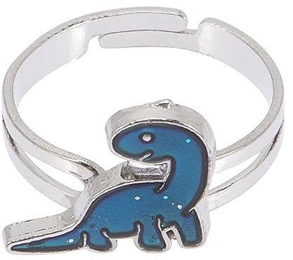 WRITWAA Farbwechselring Für Kinder Offener Dino Stimmungsring Aus Zinklegierung Verstellbarer Farbwechsel Schmuck Für Geburtstage Und Feiertage