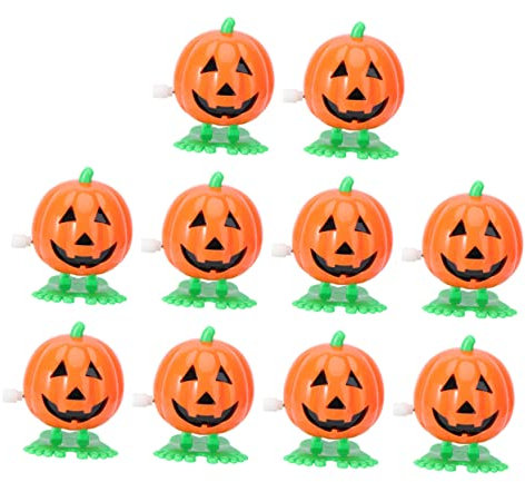 VICASKY 10 Pezzi Giocattolo Che Salta Giocattoli a Orologeria di Zucca Giocattoli a Orologeria di Halloween Divertente Giocattolo di Zucca Giocattolo a Carica per Bambini Plastica