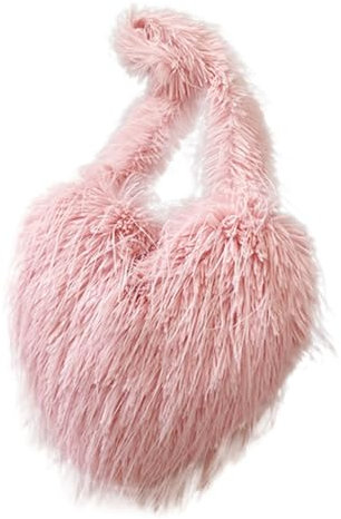 WATIIFUFU Herztasche Mit Quasten Umhängetasche Für Damen Schultertasche Mit Quasten Damen Umhängetasche Herz Umhängetasche Geldbörse Für Frauen Umhängetasche Mit Quaste Rosa Plüsch